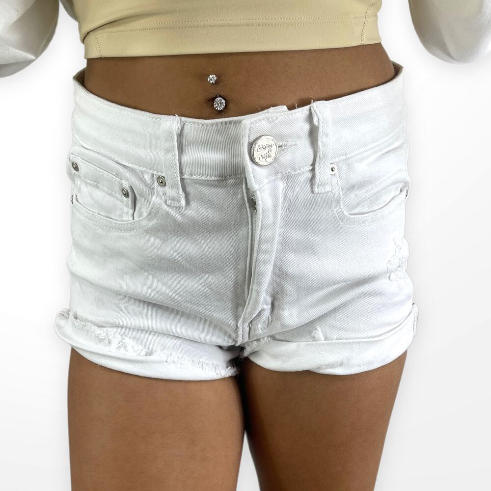 90s Y2K INDIGO REIN Vintage White Cut Off Denim Shorts